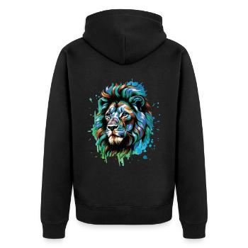 Lion Lover Wildlife Safari Art Lion Colorful - Unisex Premium Organic Zip Hoodie - black - Back - Nico (187cm)