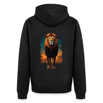 Lion Lover Wildlife Safari Art Lion Colorful - Unisex Premium Organic Zip Hoodie - black - Back - Nico (187cm)