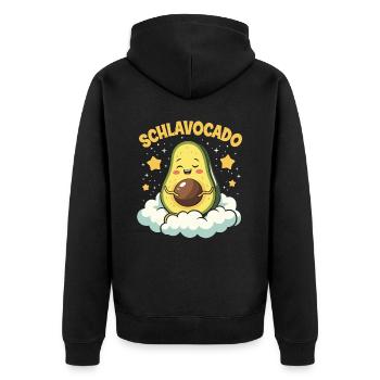 Schlavocado Avocado Offizielles Schlafshirt Schlaf - Unisex Premium Bio Zip Hoodie - Schwarz - Hinten - Nico (187cm)