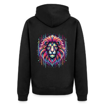 Lion Lover Wildlife Safari Art Lion Colorful - Unisex Premium Organic Zip Hoodie - black - Back - Nico (187cm)