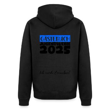Jugendweihe 2025 Gästebuch Geschenk Mädchen Jungen - Unisex Premium Bio Zip Hoodie - Schwarz - Hinten - Nico (187cm)