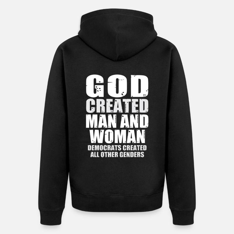 Dieu a créé l’homme - Veste à capuche bio Premium Unisexe - noir