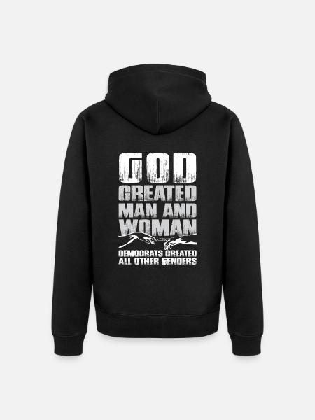God Created Man - Unisex Premium Organic Zip Hoodie - black