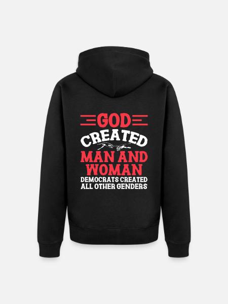 God Created Man - Unisex Premium Organic Zip Hoodie - black