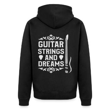 Acoustic Guitar Player Music Band Gitarrist - Unisex Premium Bio Zip Hoodie - Schwarz - Hinten - Nico (187cm)