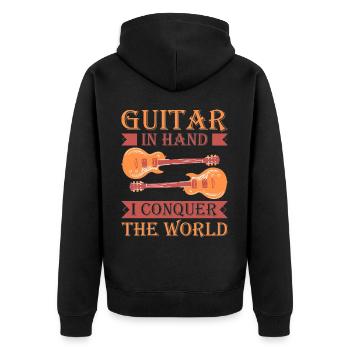 Acoustic Guitar Player Music Band Gitarrist - Unisex Premium Bio Zip Hoodie - Schwarz - Hinten - Nico (187cm)