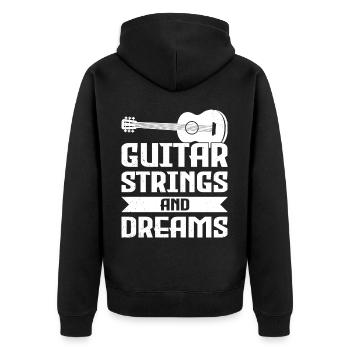 Acoustic Guitar Player Music Band Gitarrist - Unisex Premium Bio Zip Hoodie - Schwarz - Hinten - Nico (187cm)