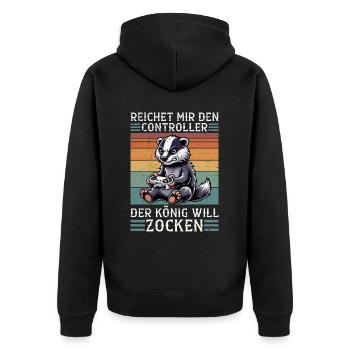 Il me tend la manette que le roi veut jouer - Veste à capuche bio Premium Unisexe - noir - Dos - Nico (187cm)