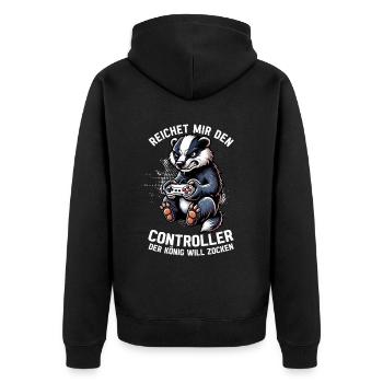 Il me tend la manette que le roi veut jouer - Veste à capuche bio Premium Unisexe - noir - Dos - Nico (187cm)