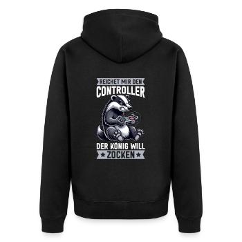 Il me tend la manette que le roi veut jouer - Veste à capuche bio Premium Unisexe - noir - Dos - Nico (187cm)