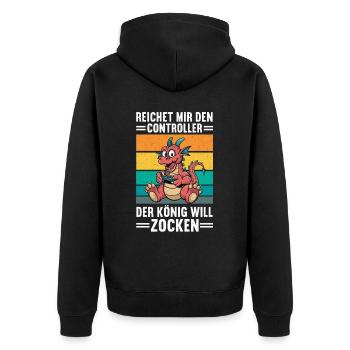 Il me tend la manette que le roi veut jouer - Veste à capuche bio Premium Unisexe - noir - Dos - Nico (187cm)