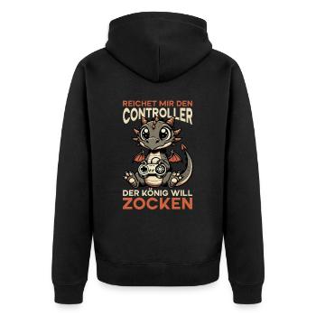 Il me tend la manette que le roi veut jouer - Veste à capuche bio Premium Unisexe - noir - Dos - Nico (187cm)