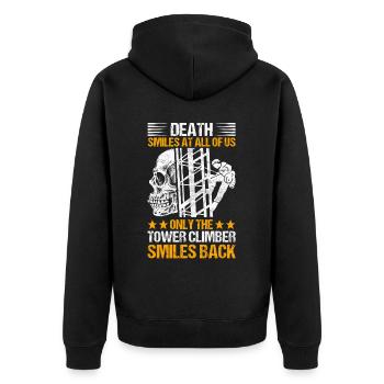 Industriekletterer Tower Climber Industrieklettern - Unisex Premium Bio Zip Hoodie - Schwarz - Hinten - Nico (187cm)