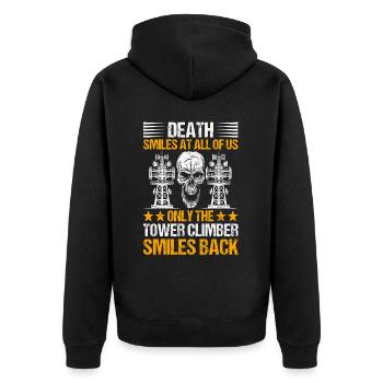 Industriekletterer Tower Climber Industrieklettern - Unisex Premium Bio Zip Hoodie - Schwarz - Hinten - Nico (187cm)