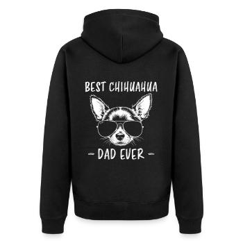 Chihuahua Saying Dad Funny Chihuahua Gift - Unisex Premium Organic Zip Hoodie - black - Back - Nico (187cm)
