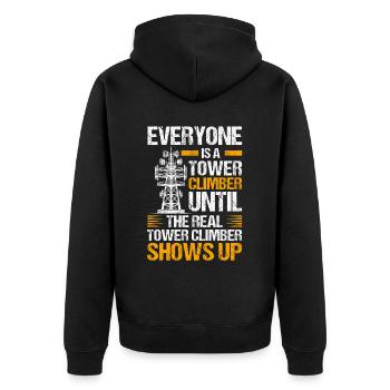 Industriekletterer Tower Climber Industrieklettern - Unisex Premium Bio Zip Hoodie - Schwarz - Hinten - Nico (187cm)