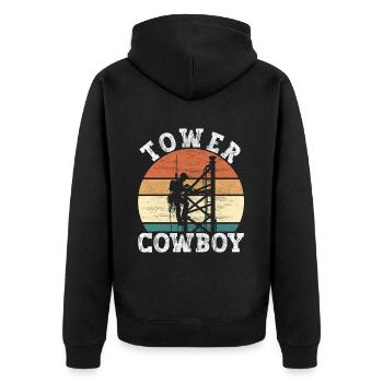 Industriekletterer Tower Climber Industrieklettern - Unisex Premium Bio Zip Hoodie - Schwarz - Hinten - Nico (187cm)