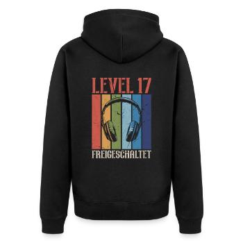 11. Geburtstag 11 Jahre Level 11 Video Gamer - Unisex Premium Bio Zip Hoodie - Schwarz - Hinten - Nico (187cm)