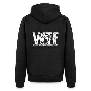Fliegenfischen Fliegenangler - Unisex Premium Bio Zip Hoodie - Schwarz - Hinten - Nico (187cm)