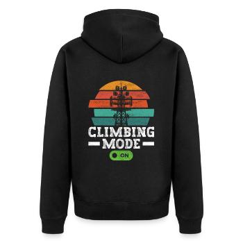 Industriekletterer Tower Climber Industrieklettern - Unisex Premium Bio Zip Hoodie - Schwarz - Hinten - Nico (187cm)
