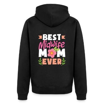 Beste Hebamme Mama Aller Zeiten - Unisex Premium Bio Zip Hoodie - Schwarz - Hinten - Nico (187cm)