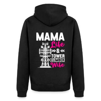 Industriekletterer Tower Climber Industrieklettern - Unisex Premium Bio Zip Hoodie - Schwarz - Hinten - Nico (187cm)