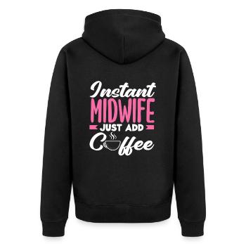 Café instantané de sage-femme facile à ajouter - Veste à capuche bio Premium Unisexe - noir - Dos - Nico (187cm)