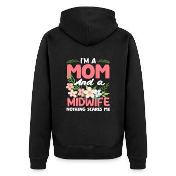 I'm a mom and a midwife nothing - Unisex Premium Organic Zip Hoodie - black - Back - Nico (187cm)