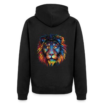 Lion Lover Wildlife Safari Art Lion Colorful - Unisex Premium Organic Zip Hoodie - black - Back - Nico (187cm)