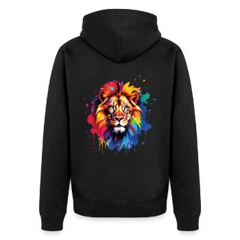 Lion Lover Wildlife Safari Art Lion Colorful - Unisex Premium Organic Zip Hoodie - black - Back - Nico (187cm)