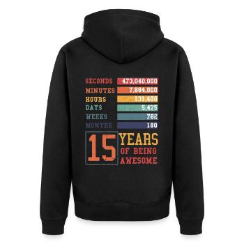 15 ans ! Cadeau d’anniversaire 15e anniversaire - Veste à capuche bio Premium Unisexe - noir - Dos - Nico (187cm)