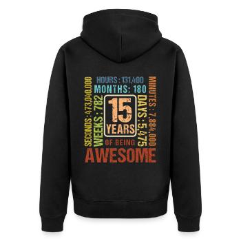15 ans ! Cadeau d’anniversaire 15e anniversaire - Veste à capuche bio Premium Unisexe - noir - Dos - Nico (187cm)