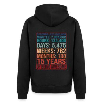 15 ans ! Cadeau d’anniversaire 15e anniversaire - Veste à capuche bio Premium Unisexe - noir - Dos - Nico (187cm)