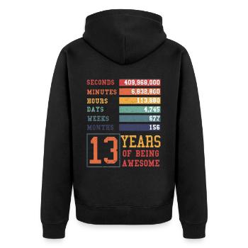 13 years old! Birthday Gift 13th Birthday - Unisex Premium Organic Zip Hoodie - black - Back - Nico (187cm)