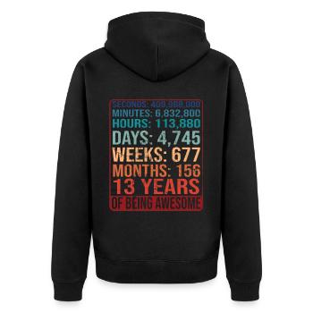 13 years old! Birthday Gift 13th Birthday - Unisex Premium Organic Zip Hoodie - black - Back - Nico (187cm)