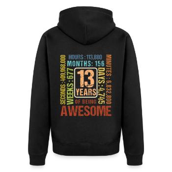 13 years old! Birthday Gift 13th Birthday - Unisex Premium Organic Zip Hoodie - black - Back - Nico (187cm)