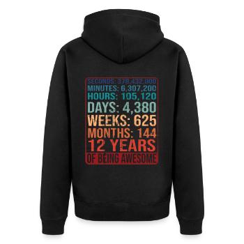12 ans ! Cadeau d’anniversaire 12e anniversaire - Veste à capuche bio Premium Unisexe - noir - Dos - Nico (187cm)
