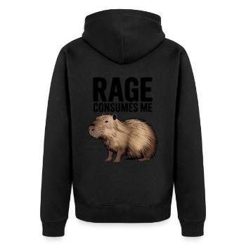 Wut Verschlingt Mich Lustig Capybara Albern Capy Humor - Unisex Premium Bio Zip Hoodie - Schwarz - Hinten - Nico (187cm)