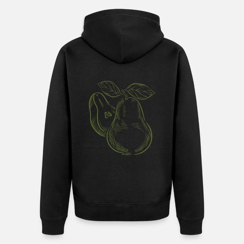 Kunstvolle Birnen mit Blättern - Unisex Premium Bio Zip Hoodie - Schwarz