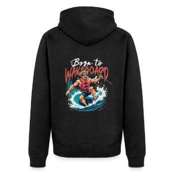 Wakeboarding Born To Wakeboard - Unisex Premium Bio Zip Hoodie - Schwarz - Hinten - Nico (187cm)