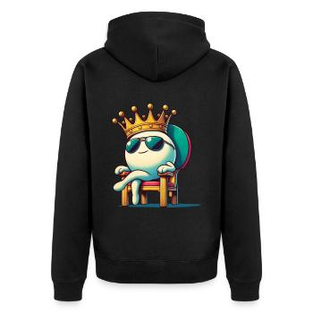 Lustiger Cartoon Tischtennisball König Spaß - Unisex Premium Bio Zip Hoodie - Schwarz - Hinten - Nico (187cm)