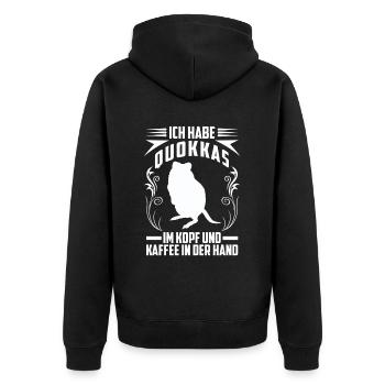 Quokka and Coffee Marsupial Quokka - Unisex Premium Organic Zip Hoodie - black - Back - Nico (187cm)