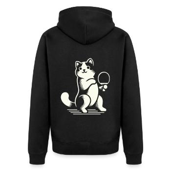 Niedliche Katze Spielt Tischtennis Begeistert - Unisex Premium Bio Zip Hoodie - Schwarz - Hinten - Nico (187cm)