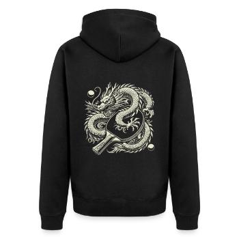 Dragons and table tennis bats Artistic motif - Unisex Premium Organic Zip Hoodie - black - Back - Nico (187cm)