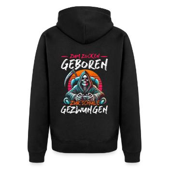 Né pour jouer Forcé d’aller à l’école Grim Reaper - Veste à capuche bio Premium Unisexe - noir - Dos - Nico (187cm)