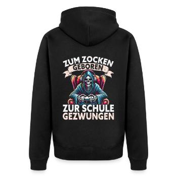 Né pour jouer Forcé d’aller à l’école Grim Reaper - Veste à capuche bio Premium Unisexe - noir - Dos - Nico (187cm)