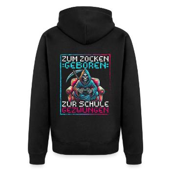 Né pour jouer Forcé d’aller à l’école Grim Reaper - Veste à capuche bio Premium Unisexe - noir - Dos - Nico (187cm)