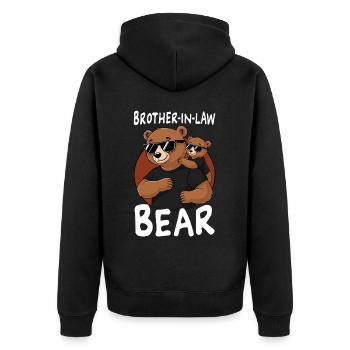 Brother In Law Bear - Unisex Premium Bio Zip Hoodie - Schwarz - Hinten - Nico (187cm)