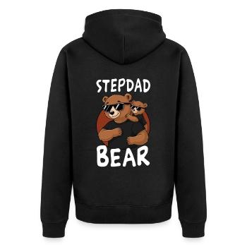 Stepdad Bear - Unisex Premium Bio Zip Hoodie - Schwarz - Hinten - Nico (187cm)