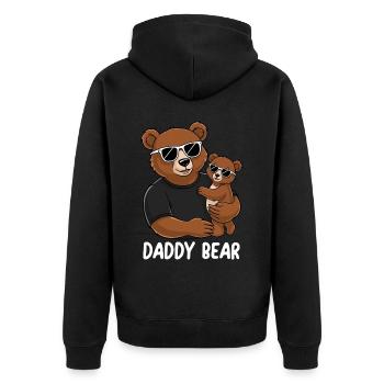 Daddy Bear - Unisex Premium Bio Zip Hoodie - Schwarz - Hinten - Nico (187cm)